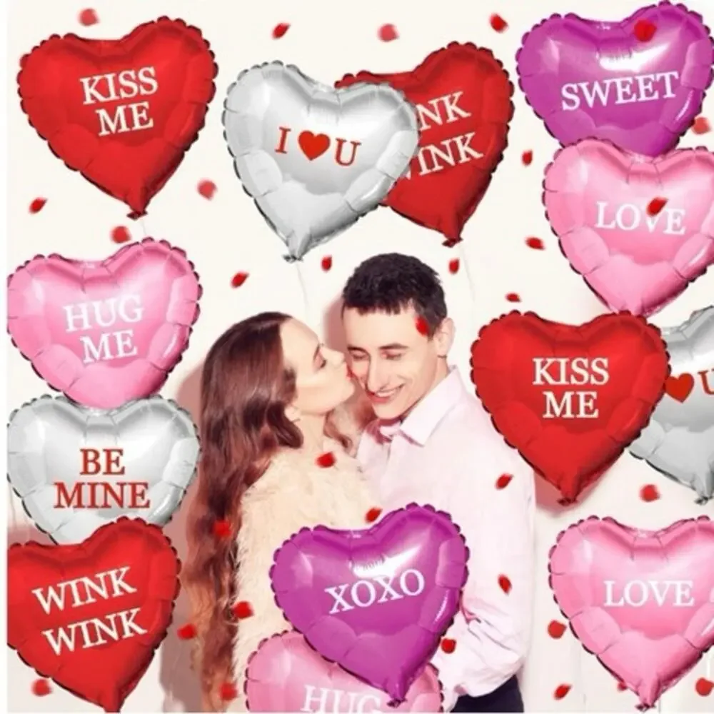NEW Valentines Heart Balloon Set‎ Rose Petals Love XO Romantic Party Decor Foil